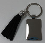Keyrings Metal Rectangle With Tassel Black