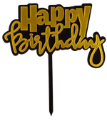 Cake Toppers Acrylic on Acrylic Happy Birthday Black & Gold