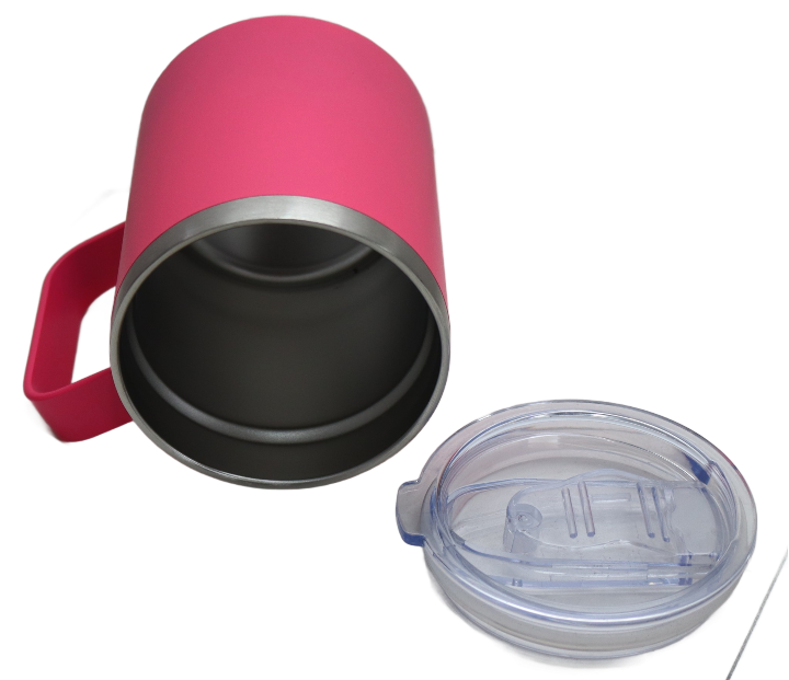 Double Wall Sippy Camping Mug 340ml Dark Pink