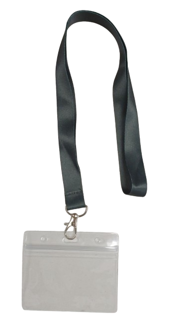 Lanyard - Dark Grey with ID Card Pouch 86x54mm (Wide)