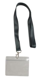 Lanyard - Dark Grey with ID Card Pouch 86x54mm (Wide)
