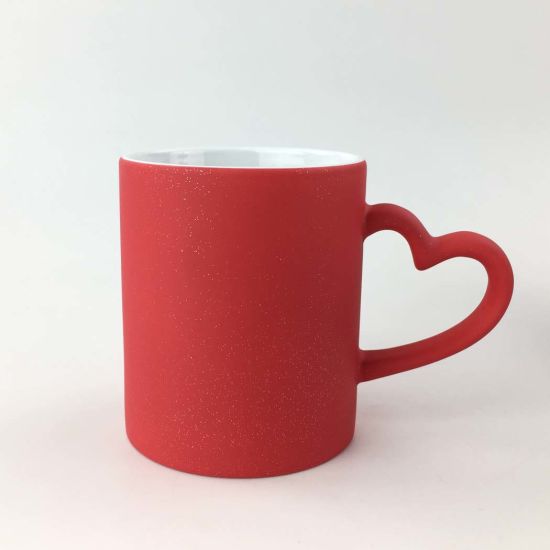 Mugs Magic Color Change Heart Handle Glitter Red