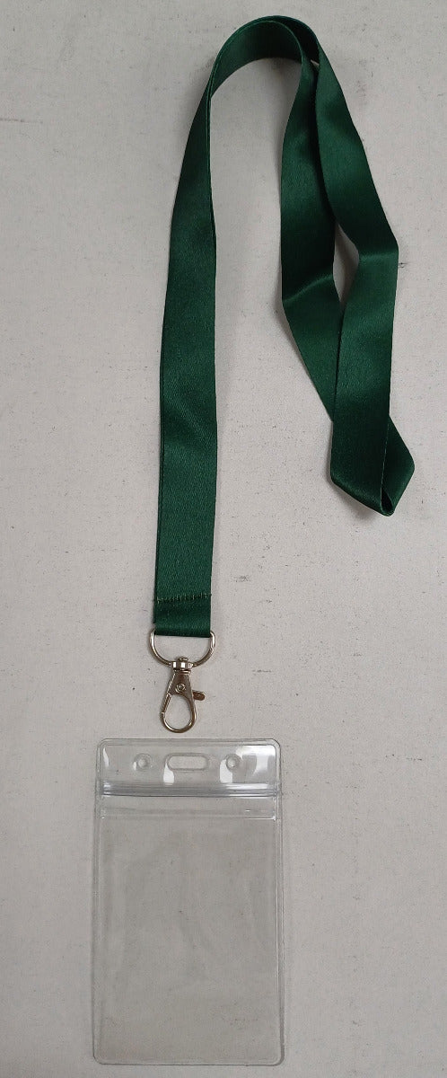 Lanyard - Bottle Green with ID Card Pouch 86x54mm (Long)