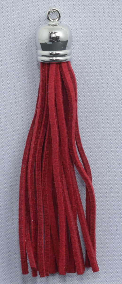 Tassels Silver 80mm Deep Red No 49