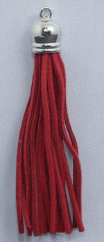 Tassels Silver 80mm Deep Red No 49
