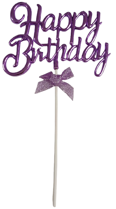 Cake Toppers Happy Birthday Writing Purple