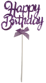 Cake Toppers Happy Birthday Writing Purple