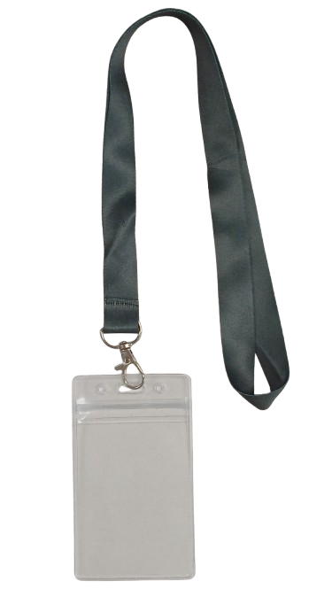 Lanyard - Dark Grey with ID Card Pouch 86x54mm (Long)