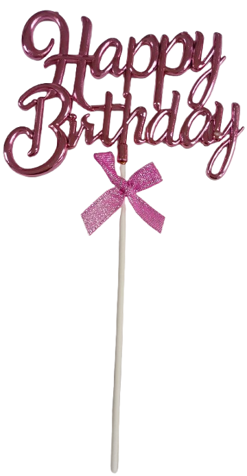 Cake Toppers Happy Birthday Writing Pink