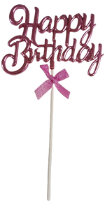 Cake Toppers Happy Birthday Writing Pink