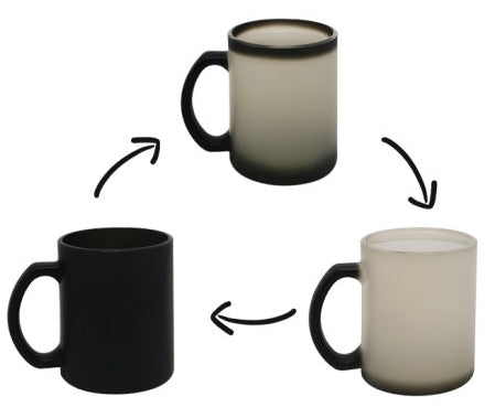 Mugs - Magic Color Change Frosted Glass Black 11OZ
