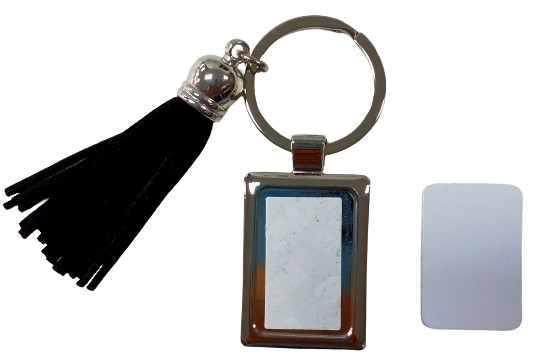 Keyrings Metal Rectangle With Tassel Black