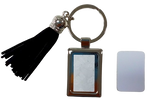 Keyrings Metal Rectangle With Tassel Black