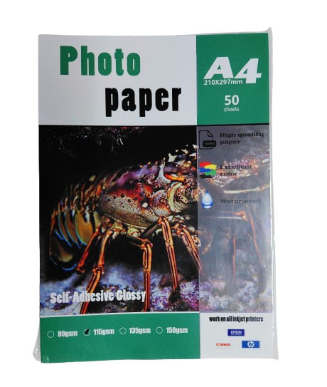 Photo Paper A4 115g 50pcs Self Adhesive (Also for Choc Wrapping)