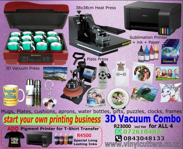 Combo 3D Vacuum, Heat press, Sub Printer & Plate Press