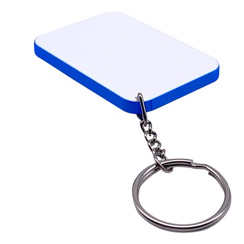Keyring Polymer 45x65mm Rectangle Double sided Blue