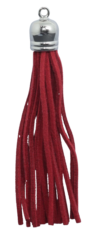 Tassels Silver 80mm Deep Red No 49