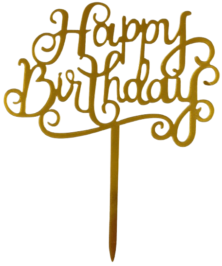 Cake Toppers Acrylic Happy Birthday Gold Large