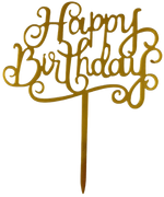 Cake Toppers Acrylic Happy Birthday Gold Large