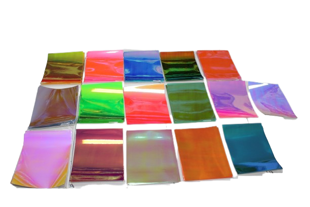 Vinyl Sticker Permanent Holographic Silver to Orange Pink CH18 25x30cm 2pcs