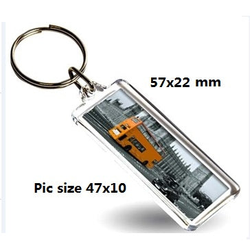 Keyring Pic insert Clear Acrylic Long 10 pcs