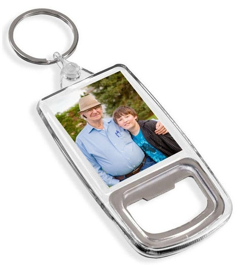 Keyring Pic insert Clear Acrylic with Bottle Opener 10pcs