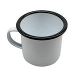 Mugs Enamel White with Black Rim
