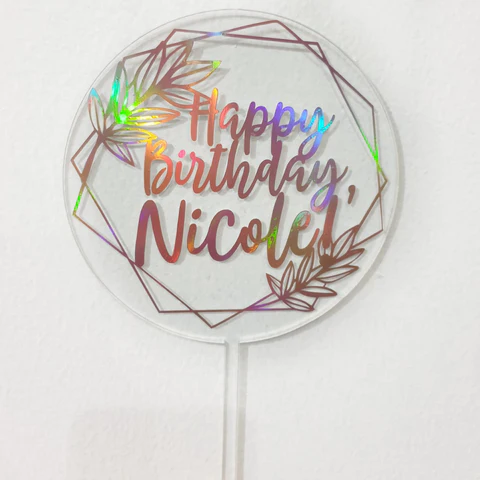 Cake Toppers Acrylic Perspex Round