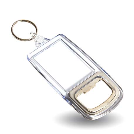 Keyring Pic insert Clear Acrylic with Bottle Opener 10pcs
