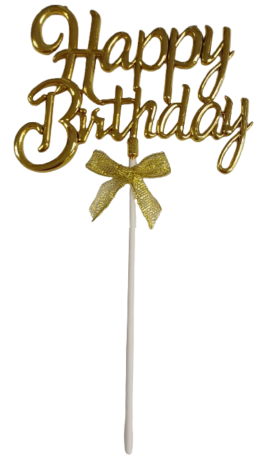 Cake Toppers Happy Birthday Writing Gold