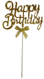 Cake Toppers Happy Birthday Writing Gold