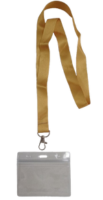 Lanyard - Gold with ID Card Pouch 86x54mm (wide)