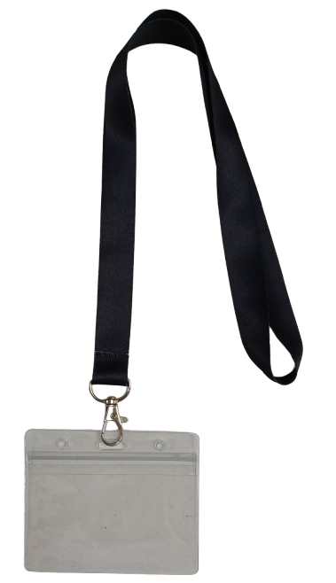 Lanyard - Black with ID Card Pouch 86x54mm (wide)