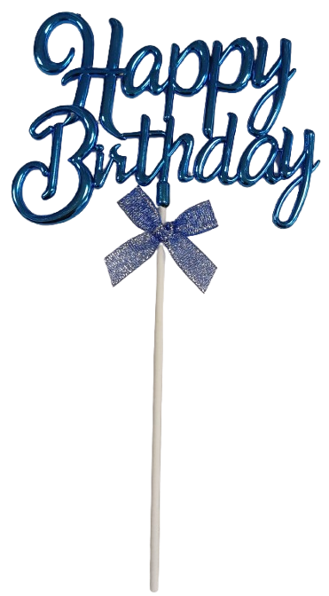Cake Toppers Happy Birthday Writing Blue