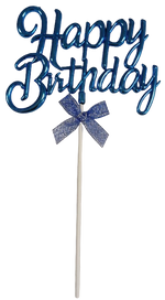 Cake Toppers Happy Birthday Writing Blue