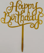 Cake Toppers Acrylic Happy Birthday Gold Large