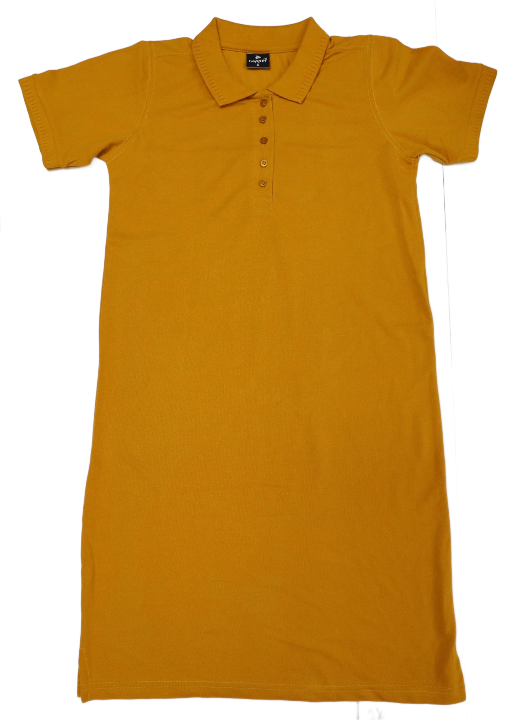 Ladies Golf Dress Cotton Blend 280 gram Mustard Large