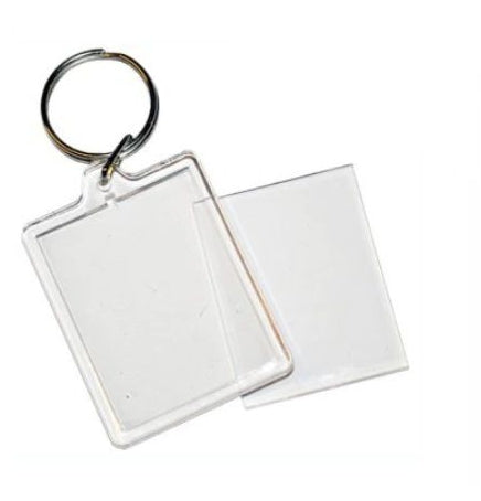 Keyring Pic insert Clear Acrylic Rectangle 10 pcs