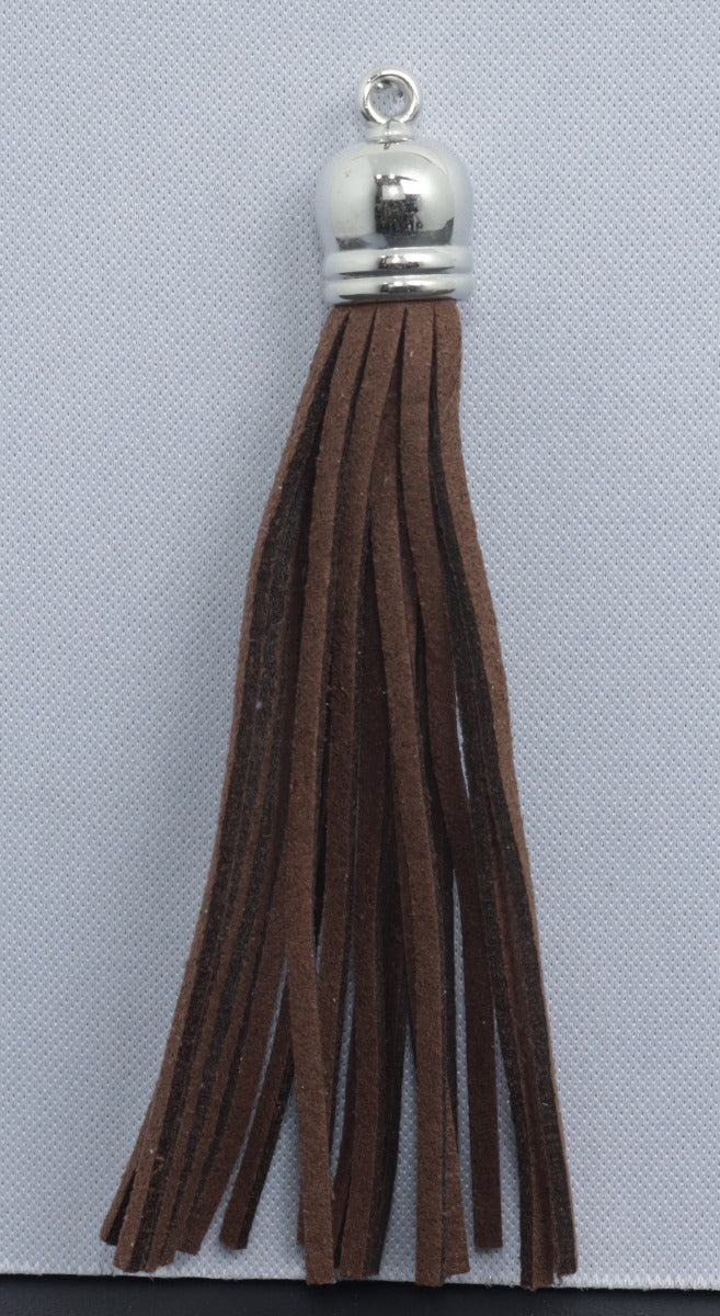 Tassels Silver 80mm Chocolate Brown No 15