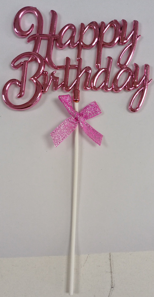 Cake Toppers Happy Birthday Writing Pink