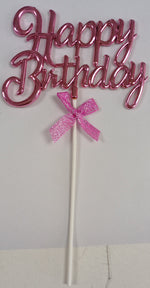 Cake Toppers Happy Birthday Writing Pink
