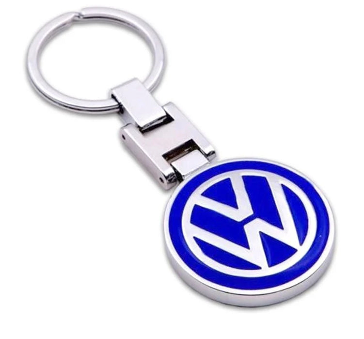 Keyrings Metal Car Brands VW Round Blue