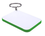 Keyring Polymer 45x65mm Rectangle Double sided Green