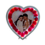 LED Pic Insert Frame Heart with Pink Rose