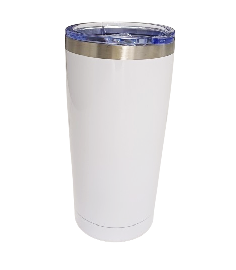 Sippy Cup Travel Mug 600ml Double walled Silver Rim White